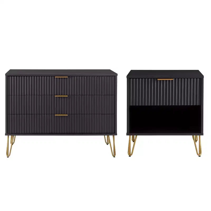 Ensemble commode 3 tiroirs et table de chevet 1 tiroir moderne Manhattan Comfort Dumbo 2 pièces