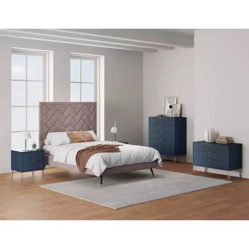 Ensemble commode 5 tiroirs, commode 3 tiroirs et table de chevet Manhattan Comfort Dumbo 3 pièces