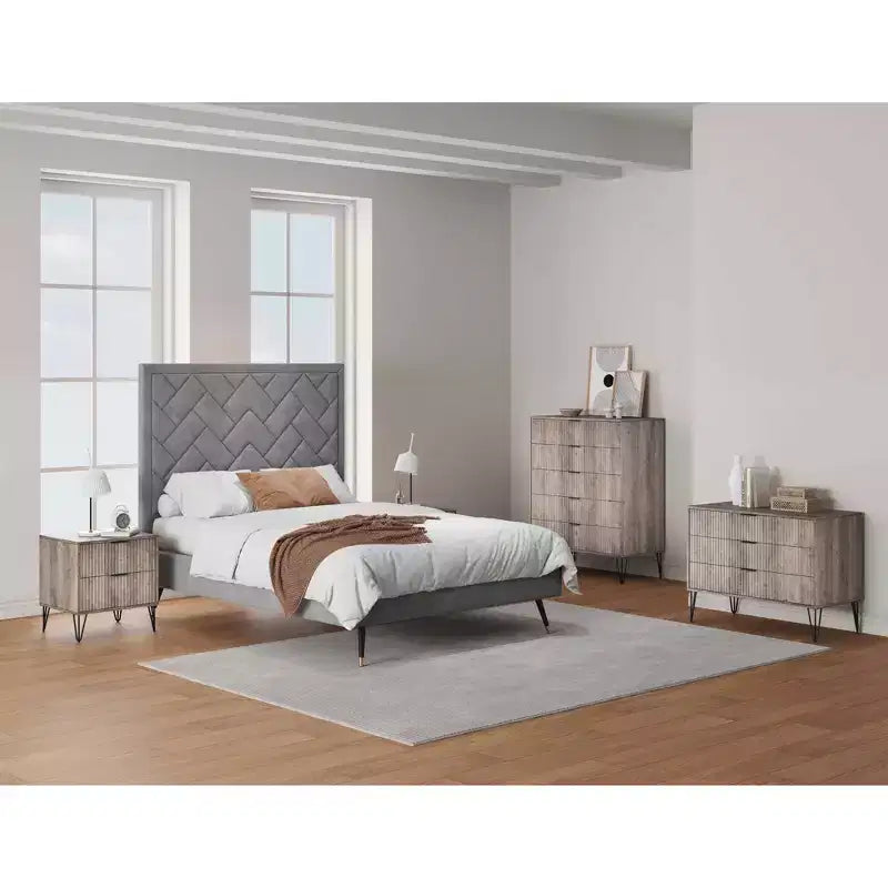 Ensemble commode 5 tiroirs, commode 3 tiroirs et table de chevet Manhattan Comfort Dumbo 3 pièces