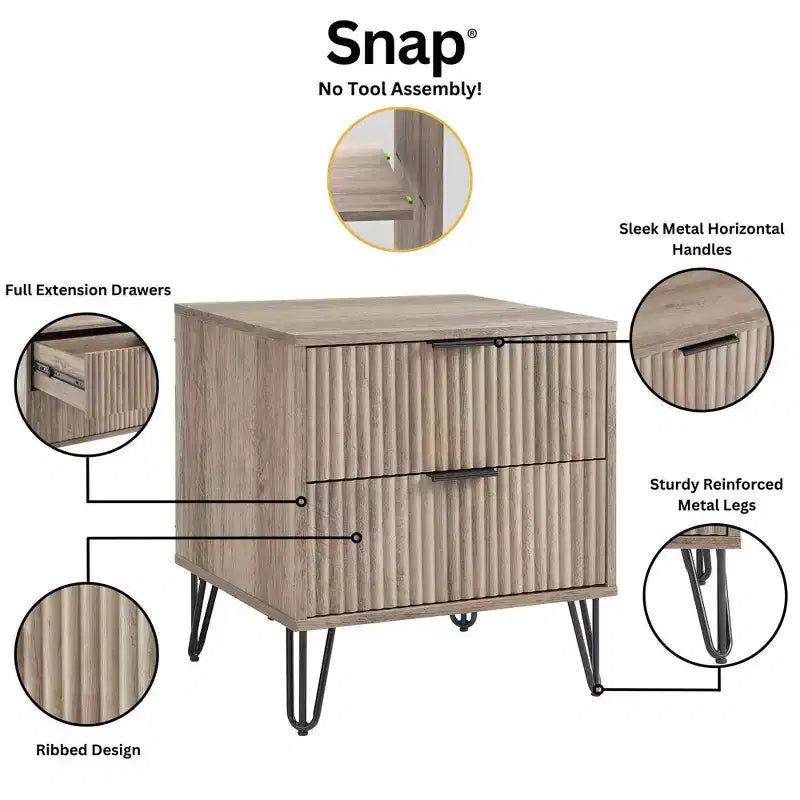 Ensemble commode 5 tiroirs, commode 3 tiroirs et table de chevet Manhattan Comfort Dumbo 3 pièces