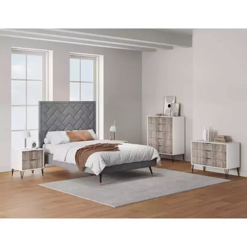 Ensemble commode 5 tiroirs, commode 3 tiroirs et table de chevet Manhattan Comfort Dumbo 3 pièces