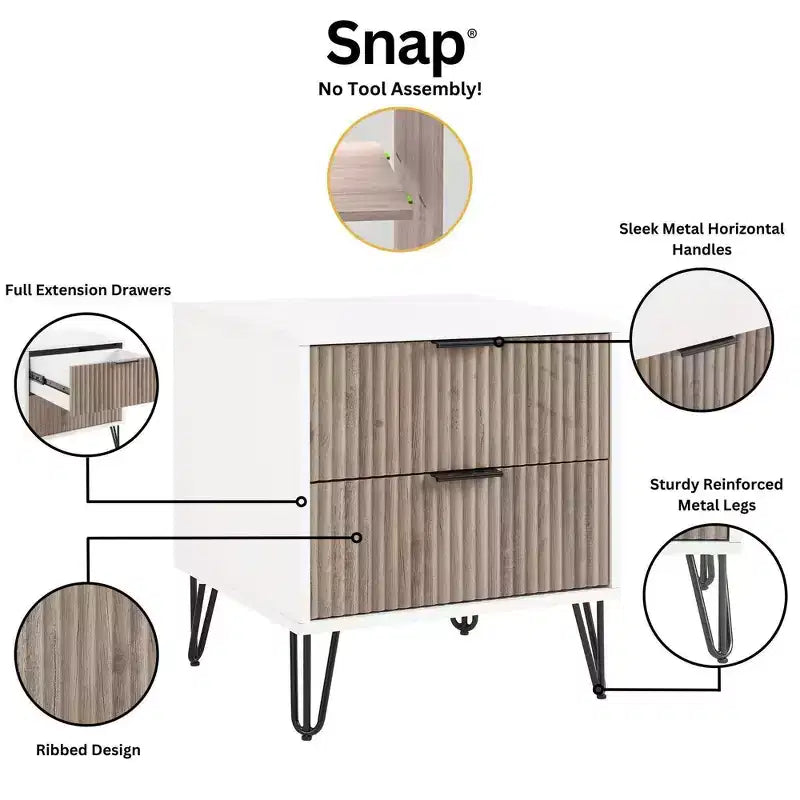 Ensemble commode 5 tiroirs, commode 3 tiroirs et table de chevet Manhattan Comfort Dumbo 3 pièces