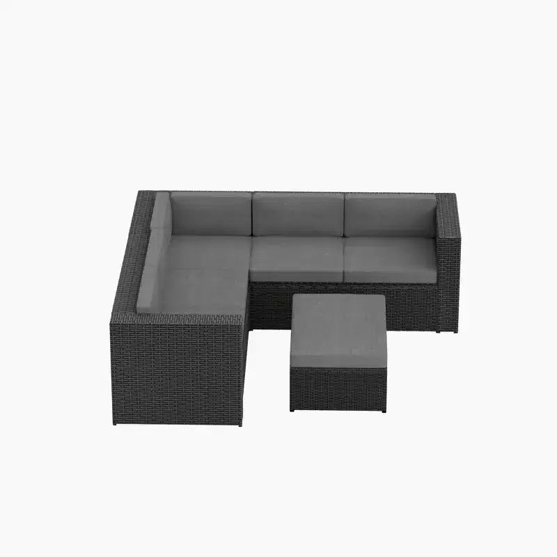 WestinTrends Salon de jardin sectionnel moderne 6 places avec pouf de rangement, café/gris