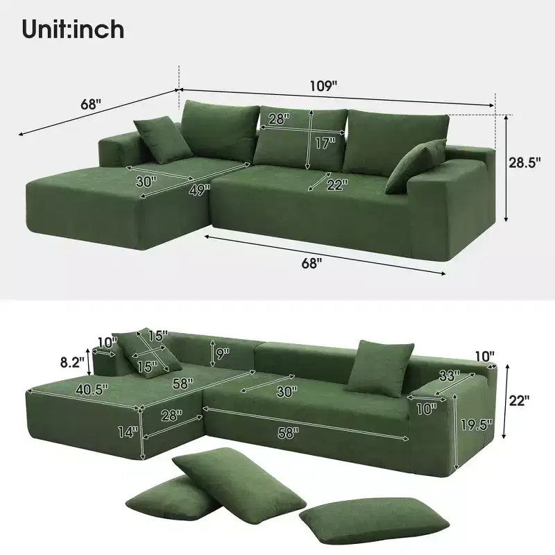 Canapé d'angle modulable 2 pièces Elio Modern de GDFStudio avec coussins