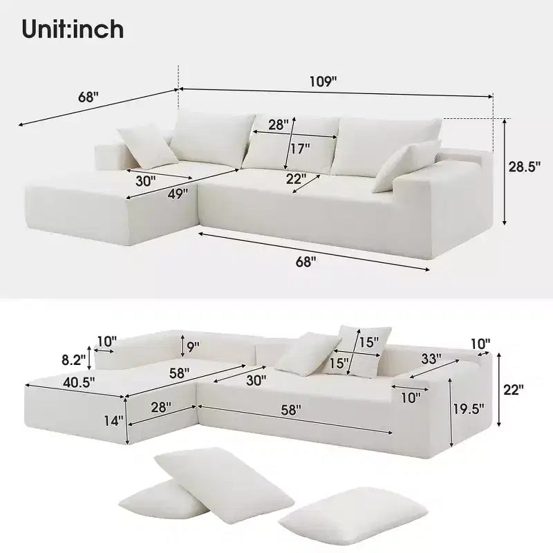 Canapé d'angle modulable 2 pièces Elio Modern de GDFStudio avec coussins