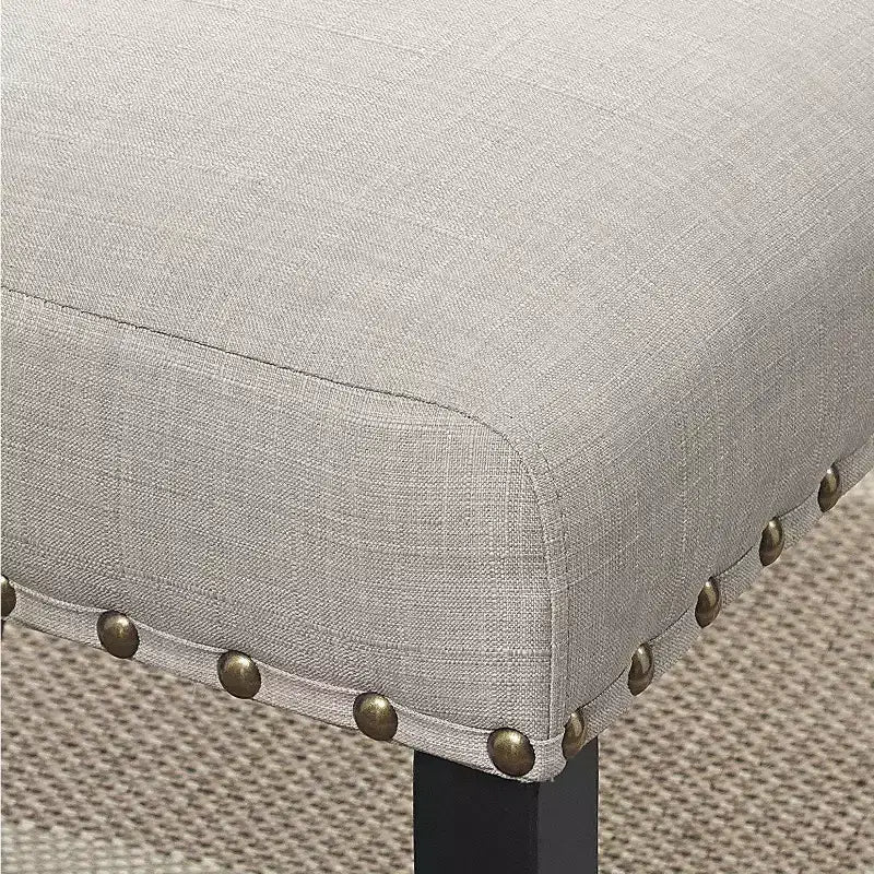 Ensemble de salle à manger Roundhill Furniture Biony hauteur comptoir en bois espresso avec tabourets à clous en tissu beige
