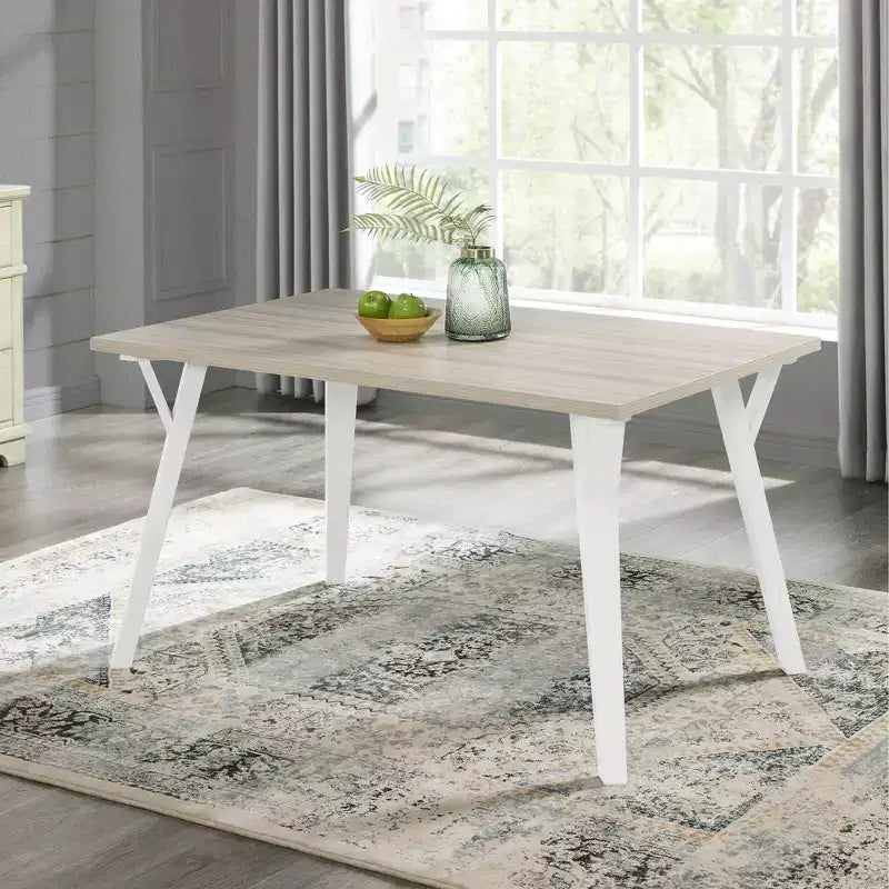 Ensemble de salle à manger Alwynn White et bois naturel 5 pièces, table à manger avec 4 chaises Windsor