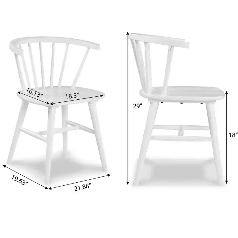 Ensemble de salle à manger Alwynn White et bois naturel 5 pièces, table à manger avec 4 chaises Windsor