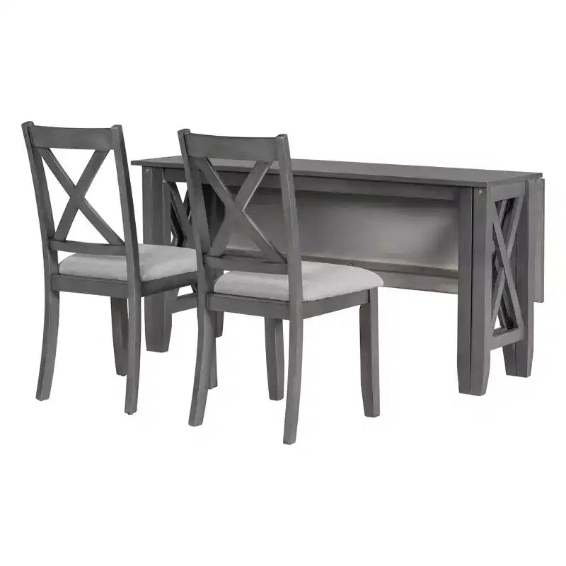 Ensemble de salle à manger pliable Whisen 6 pièces avec 4 chaises et un banc