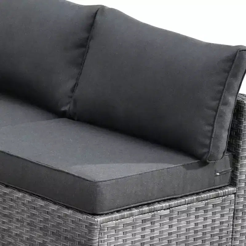 Ovios Venise Salon de jardin 9 pièces en osier avec canapé sectionnel, fauteuil pivotant et coussins
