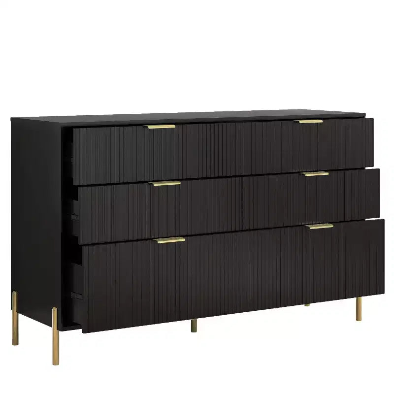 Ensemble de commode de chambre à coucher Festivo 4 pièces « Modern Elegance », une commode à 6 tiroirs et 2 tables de chevet à 2 tiroirs
