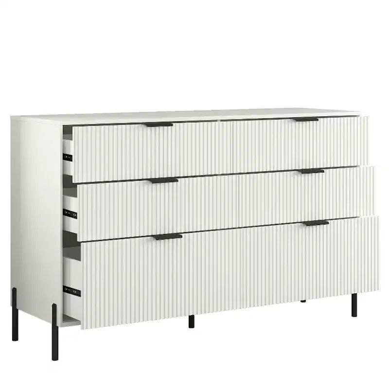 Ensemble de commode de chambre à coucher Festivo 4 pièces « Modern Elegance », une commode à 6 tiroirs et 2 tables de chevet à 2 tiroirs