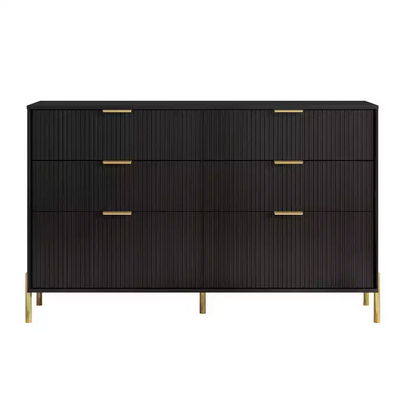 Ensemble de commode de chambre à coucher Festivo 4 pièces « Modern Elegance », une commode à 6 tiroirs et 2 tables de chevet à 2 tiroirs