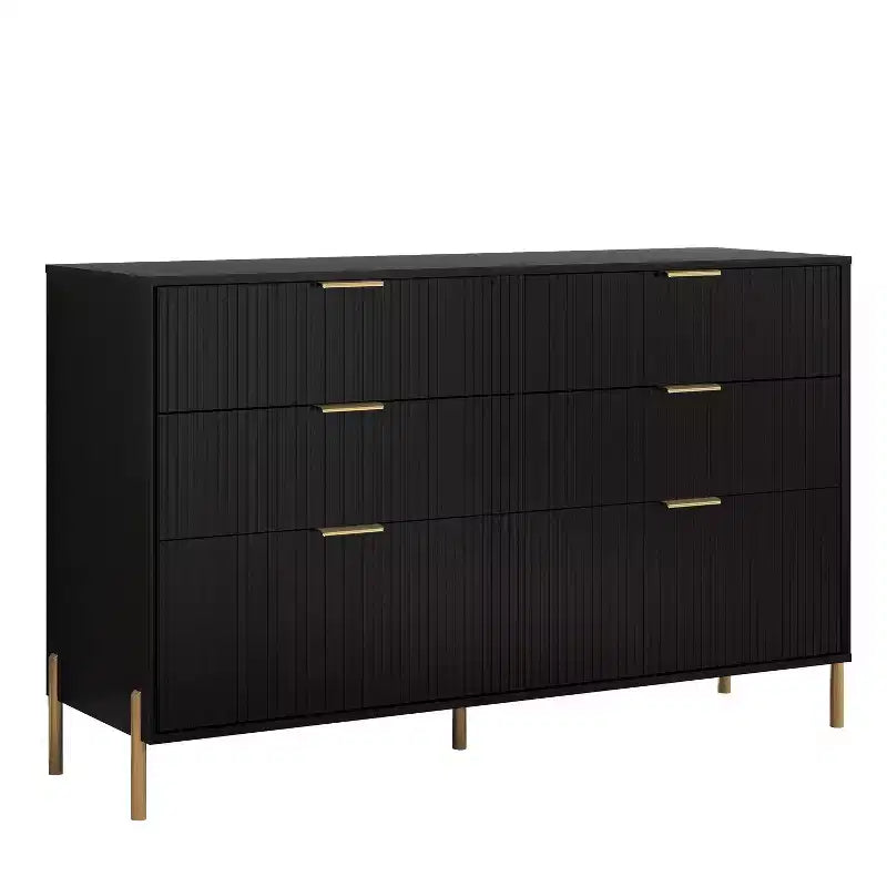 Ensemble de commode de chambre à coucher Festivo 4 pièces « Modern Elegance », une commode à 6 tiroirs et 2 tables de chevet à 2 tiroirs