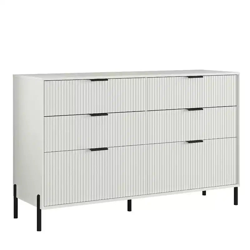 Ensemble de commode de chambre à coucher Festivo 4 pièces « Modern Elegance », une commode à 6 tiroirs et 2 tables de chevet à 2 tiroirs