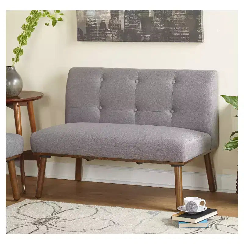 Buylateral Ensemble de salle à manger 4 pièces Playmate Mid-Century Modern Upholstered Breakfast Nook Noyer Meubles rembourrés polyvalents, Hévéa