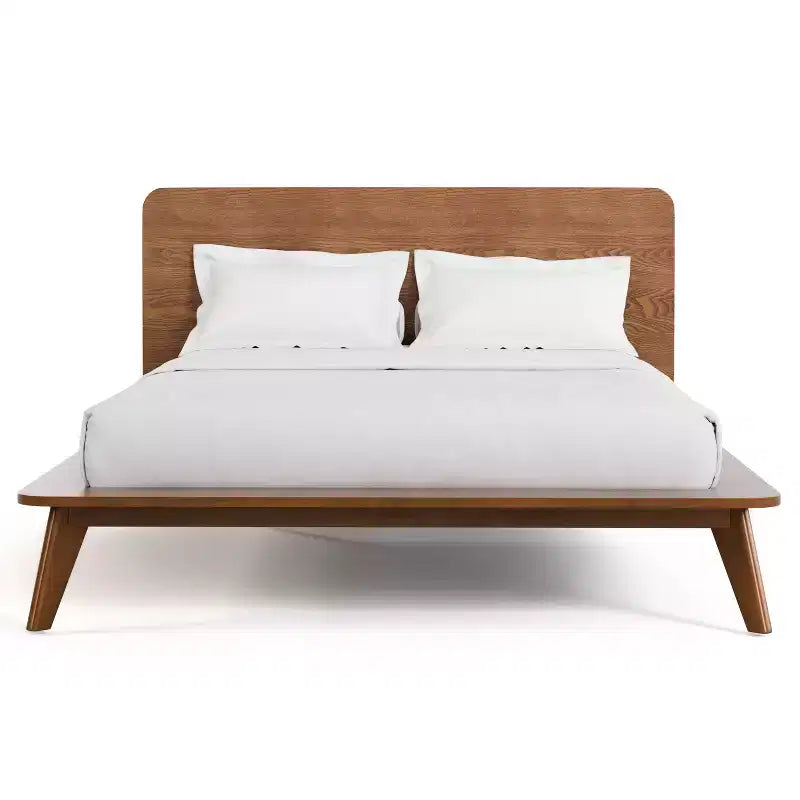 HOMES: Inside + Out Ensemble de chambre à coucher 3 pièces en bois de style Mid-Century Riverstone avec 2 tables de nuit Noyer
