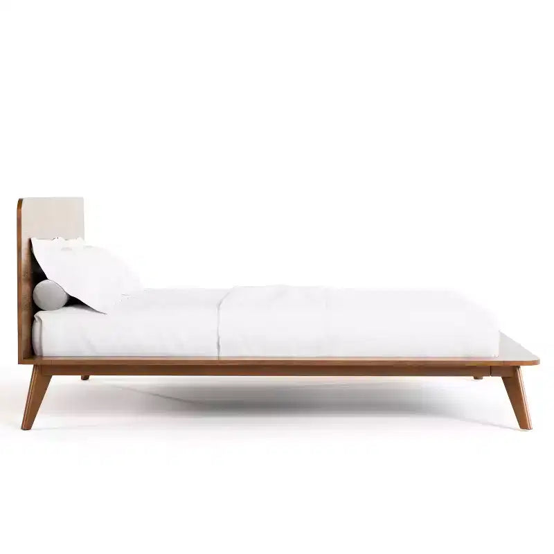 HOMES: Inside + Out Ensemble de chambre à coucher 3 pièces en bois de style Mid-Century Riverstone avec 2 tables de nuit Noyer